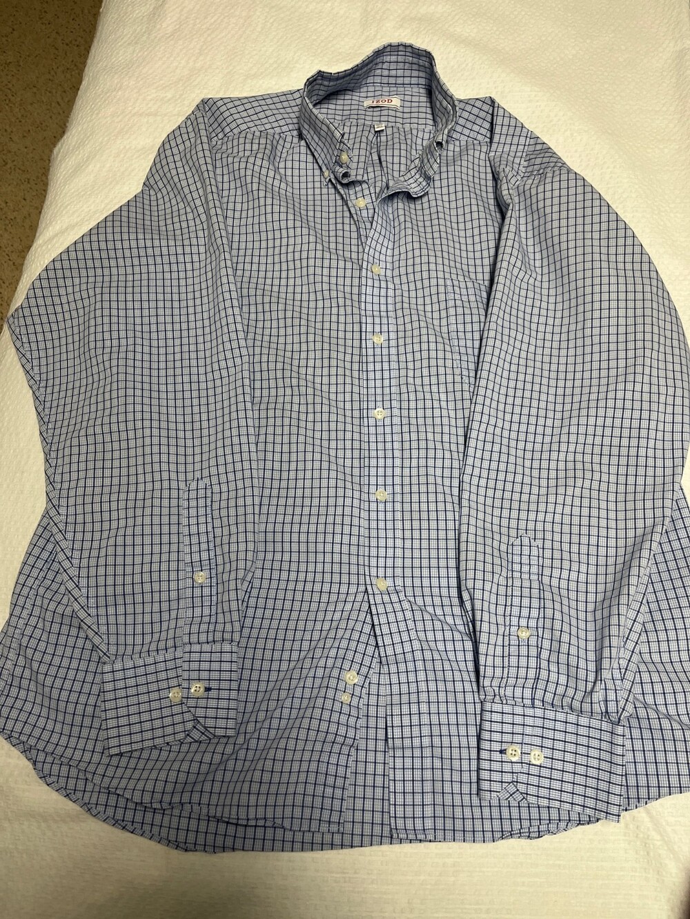 Izod Men's Dress Shirt Multicolor Plaid Long Sleeve Blue/White/Light Blue